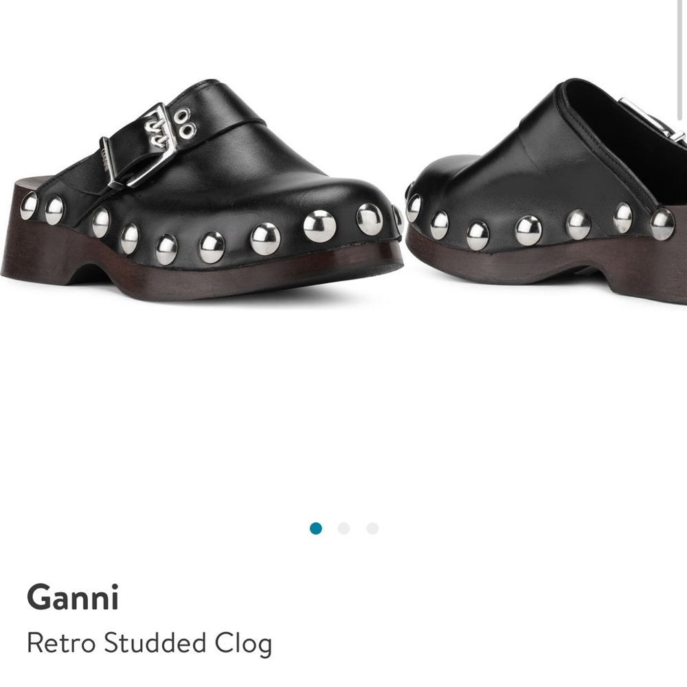 Ganni clogs,calf leather studded clogs.